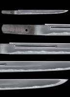 短刀　備州長船盛光　応永廿八年二月日　附 金襴着透漆塗鞘小さ刀拵（TA-110125)-2