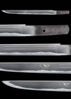 短刀　備州長船盛光　応永廿八年二月日　附 金襴着透漆塗鞘小さ刀拵（TA-110125)-3