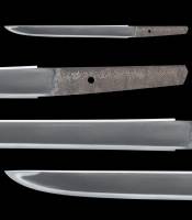 短刀　日本鍛冶宗匠伊賀守藤原金道 (菊紋)雷除 天保十五年八月日　附 黒蝋色塗鞘合口短刀拵（TA-110225)-3