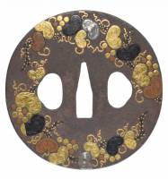 鍔　無銘　京正阿弥　葡萄図鍔　(TU-011225)-2