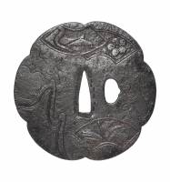 鍔　無銘　鎌倉　扇面散図鍔　(TU-010226)-1