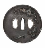 鍔　無銘　水戸　潜龍図鍔　(TU-020226)-1