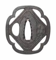 鍔　無銘　後代柳生　隅切角文透鍔(TU-070326)-1