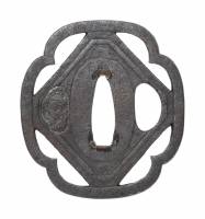 鍔　無銘　後代柳生　隅切角文透鍔(TU-070326)-2