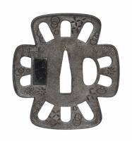 大小鍔　大小銘　尾府金城下住則亮造　七宝文車透大小鍔(TU-020426)-4