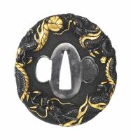 鍔　無銘　水戸　二疋龍図鍔　(TU-050426)-1