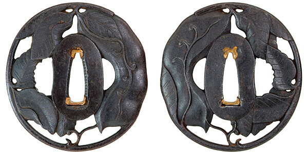 鍔 無銘 伝薩摩 鉈豆透鍔 保存刀装具鑑定書