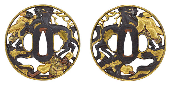 鍔 無銘 彦根 神馬仕丁透鍔 保存刀装具鑑定書