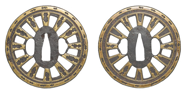 鍔　無銘　平安城象嵌　車透鍔　保存刀装具鑑定書 商品画像