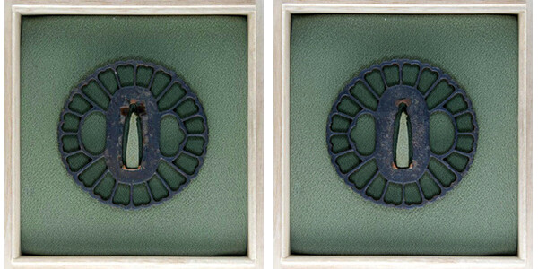 無銘 京透 鉄地 菊花透鍔 日本刀装具美術館鑑定書