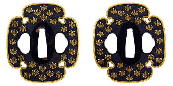 鍔 無銘 太刀師 桐紋散図鍔 保存刀装具鑑定書