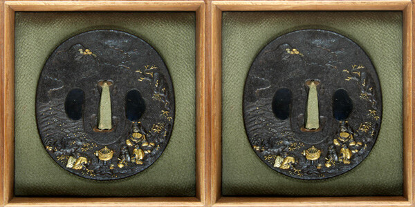 桃太郎鍔 鉄地 無銘