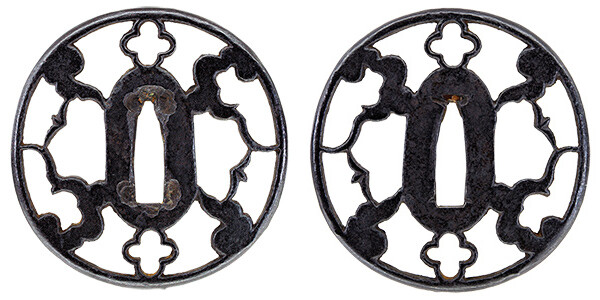 鍔 無銘 金山 雲花雁透鍔 保存刀装具鑑定書