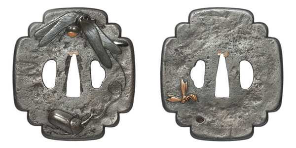 鍔 無銘 庄内 三虫図鍔 保存刀装具鑑定書