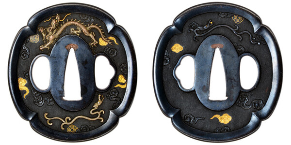 鍔 無銘 一宮派 雲龍図鍔 保存刀装具鑑定書