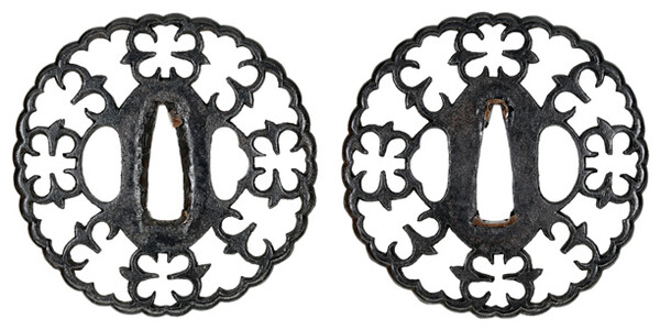 鍔 無銘 尾張(江戸時代) 雁金透鍔 保存刀装具鑑定書