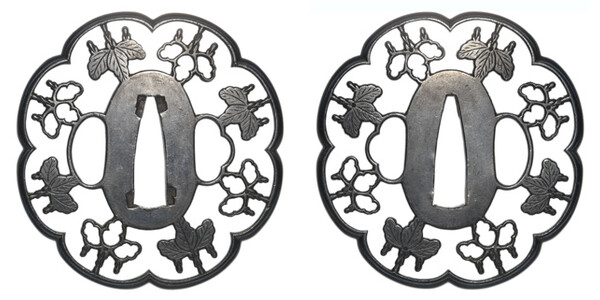 鍔 無銘 京金工 桐紋繋透図鍔 保存刀装具鑑定書