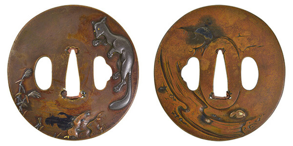 鍔 無銘 水戸 化狐図鍔 保存刀装具鑑定書