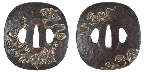 鍔 無銘 熊谷派 瑞雲花桐図鍔 (TU-041121)｜刀・日本刀の販売なら日本