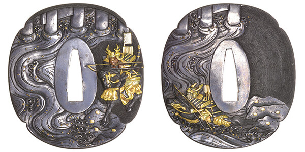 鍔 無銘 水戸玉川派 宇治川先陣図鍔 保存刀装具