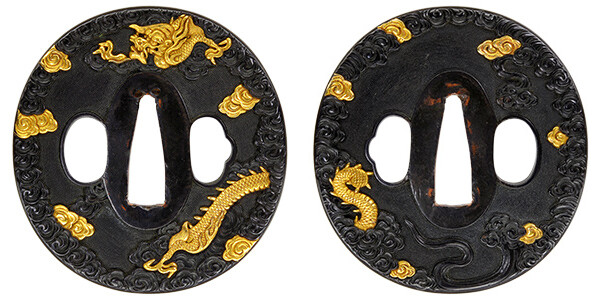 鍔 無銘 平戸 雲龍図鍔 保存刀装具鑑定書