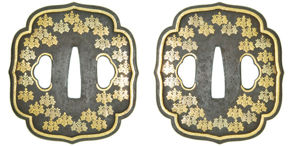 鍔 無銘 京駒井 桐紋散図鍔 保存刀装具鑑定書