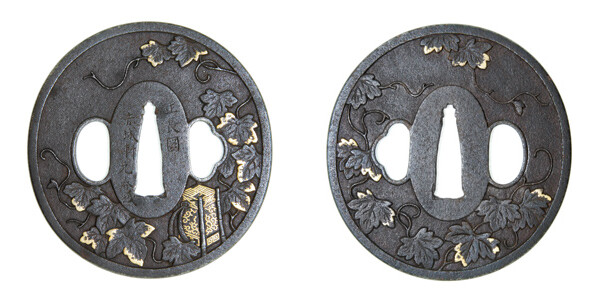 鍔 銘 正長国 赤城軒元春 花押 宇津山図鍔 保存刀装具鑑定書