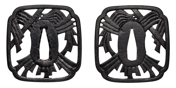 鍔 無銘 伝柳生 采配透鍔 保存刀装具鑑定書