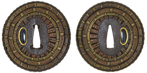 鍔 無銘 信玄模様鍔 日本刀剣保存会鑑定書