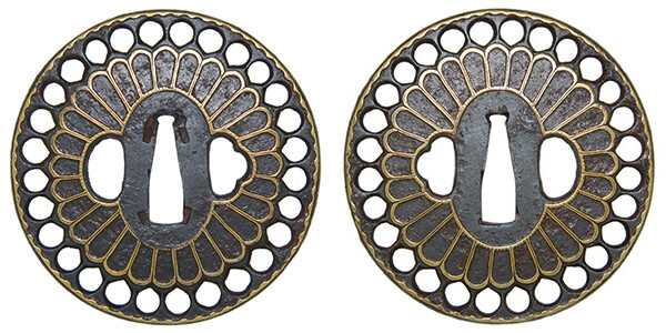 鍔 平安城 菊象眼透鍔