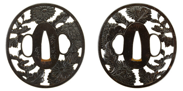 鍔　銘　長州萩住友清　菊花図鍔 商品画像