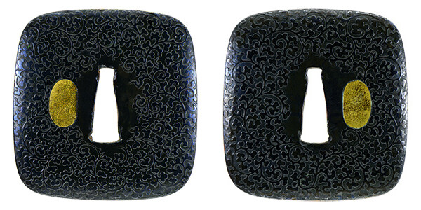 鍔 無銘 肥後 唐草図鍔 保存刀装具鑑定書