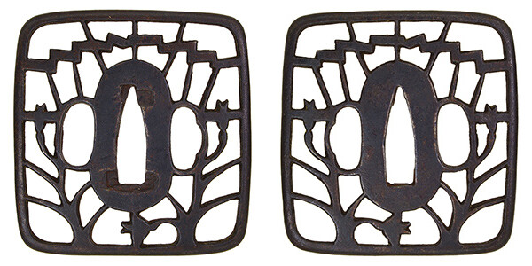 鍔 無銘 正阿弥 八ツ橋図鍔 保存刀装具鑑定書