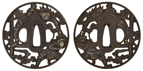 鍔 無銘 彦根 羅生門透鍔 保存刀装具鑑定書