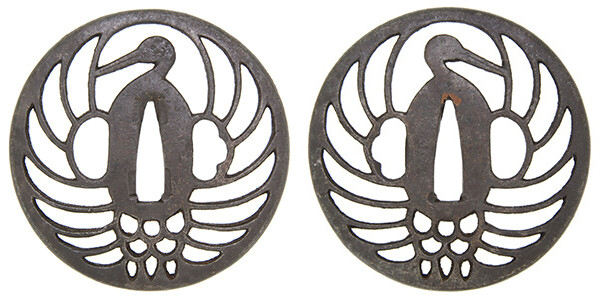 鍔 無銘 正阿弥 鶴丸透鍔 保存刀装具鑑定書