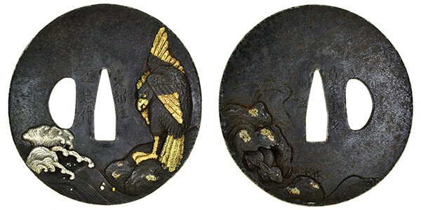 鍔　銘　東部住埋忠作　鷹之兎狩図鍔 商品画像