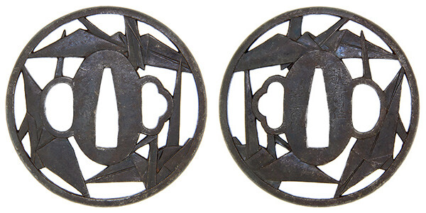 鍔 越前住記内作 折鶴透鍔 保存刀装具鑑定書