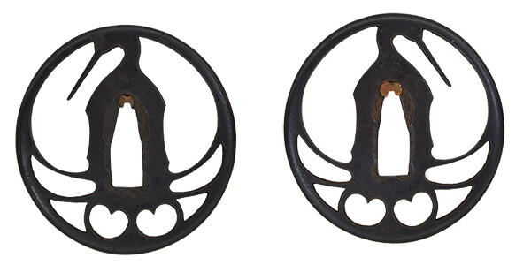 鍔 無銘 赤坂 鶴丸透鍔 保存刀装具鑑定書