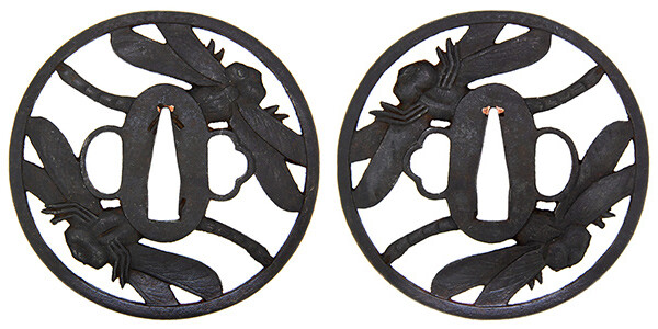 鍔　無銘　越前　二疋勝虫透鍔　保存刀装具鑑定書 商品画像