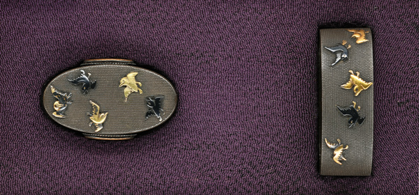 縁頭　銘　法眼安親(花押)　群千鳥図　特別保存刀装具鑑定書の販売