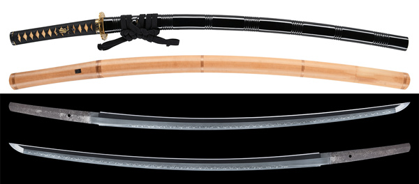 刀　備前国長船住横山祐春　安政五年二月日　附 七五三刻黒蠟色塗鞘打刀拵　保存刀剣鑑定書の販売