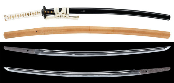 刀　播州手柄山麓藤原氏繁精鍛作　附 黒蝋色塗鞘打刀拵　保存刀剣鑑定書の販売