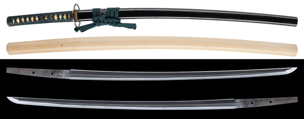 刀　肥前国住藤原忠広(二代) 附 黒漆菜種塗鞘打刀拵　特別保存刀剣鑑定書　新刀上々作　大業物の販売