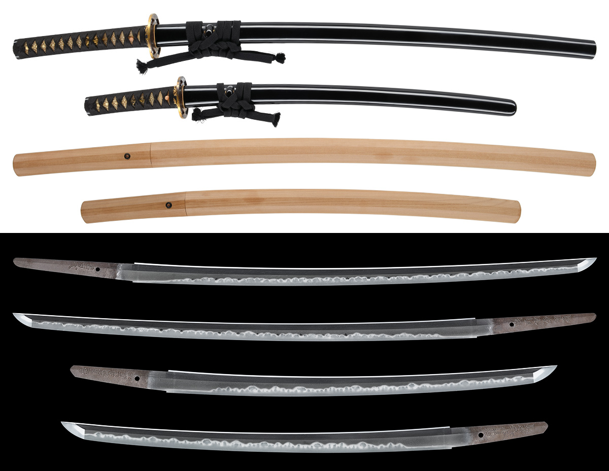 大小　刀　越後守定道　君万代 ／ 脇差　越後守定道　加賀守盛道二男　附 黒蠟色塗鞘大小拵　特別保存刀剣鑑定書 商品画像