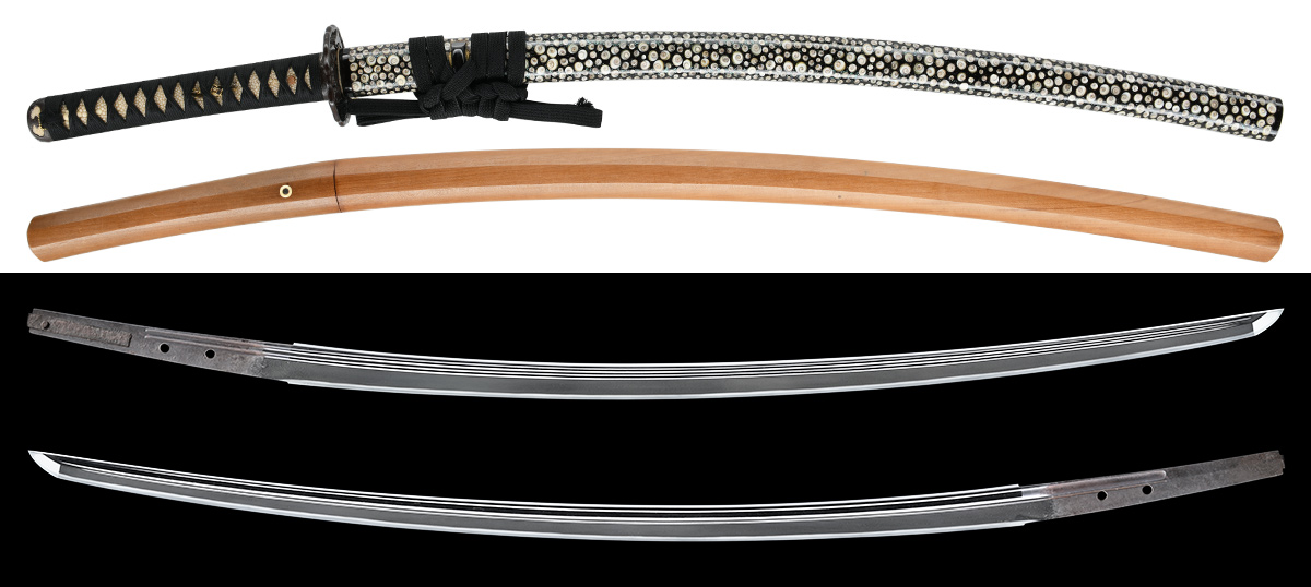 刀　無銘　兼定兼吉　附 青貝微塵巻貝研出鞘打刀拵　保存刀剣鑑定書　業物