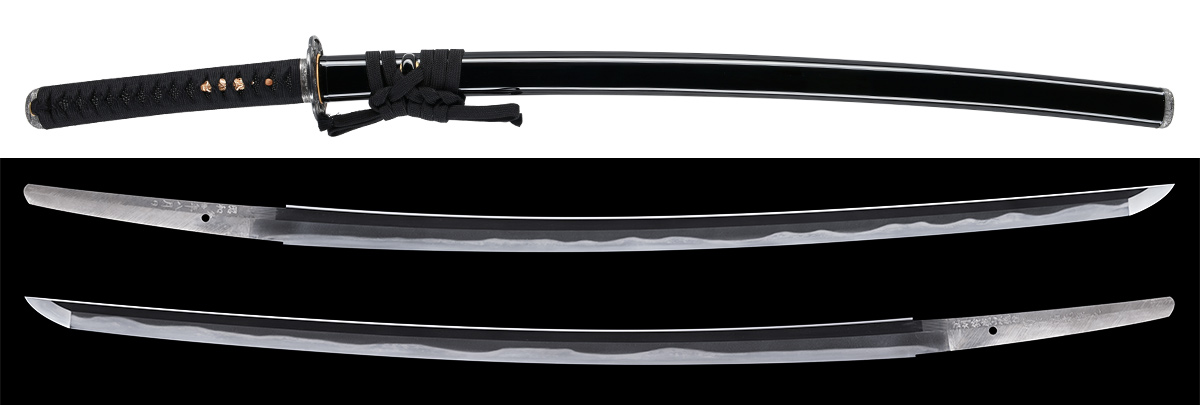 刀　江州鈴鹿山麓住竹下祐光作　昭和癸丑年八月日　黒蝋色塗鞘打刀拵入