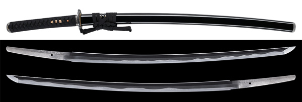 刀　江州鈴鹿山麓住竹下祐光作　昭和癸丑年八月日　黒蝋色塗鞘打刀拵入の販売