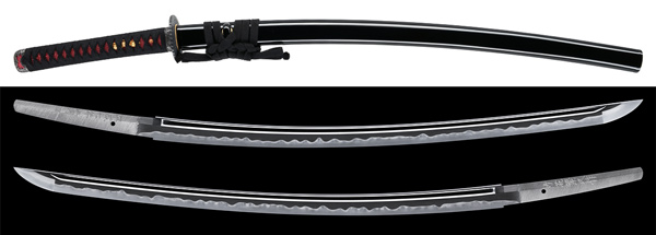 刀　竹花繁久作　平成七年二月日　黒蝋色塗鞘打刀拵入の販売