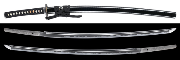 刀　豫州河野貞経作　為西村家重代 昭和戊辰年三月吉日　黒漆笛巻塗鞘打刀拵入の販売