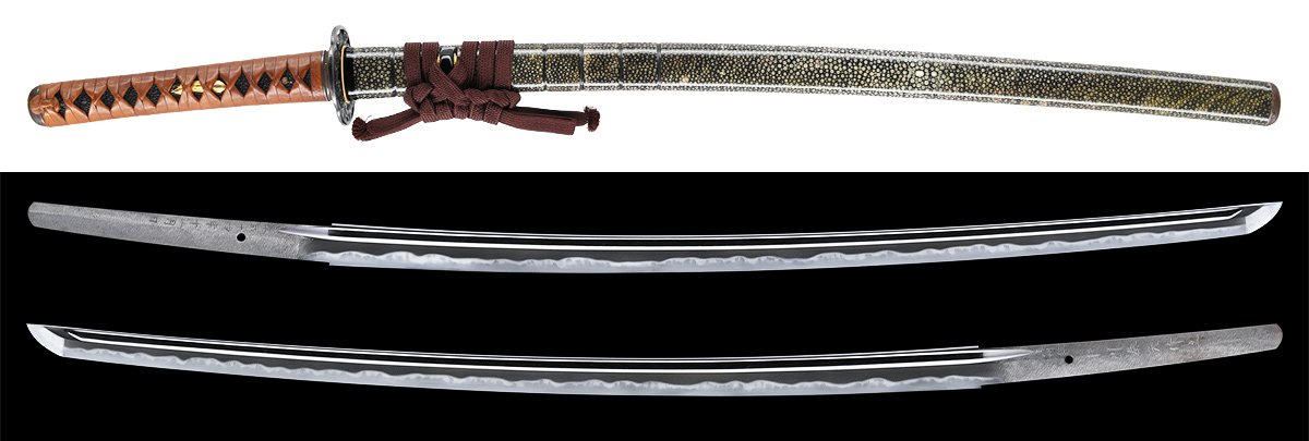 刀　江州住中川泰天作之　平成十四年十一月日　研出鮫鞘打刀拵入